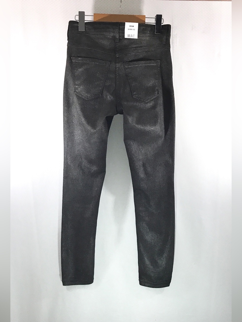 NWT MAC Dream Skinny Black Shimmer Coated Jeans 34 stretch - Picture 3 of 13